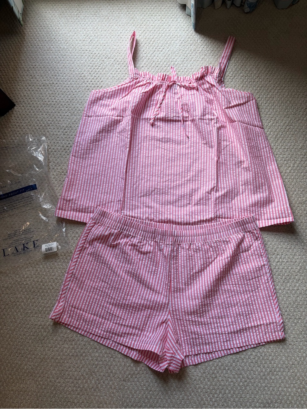 Lake Pajamas Alice Seersucker Stripe Short Set